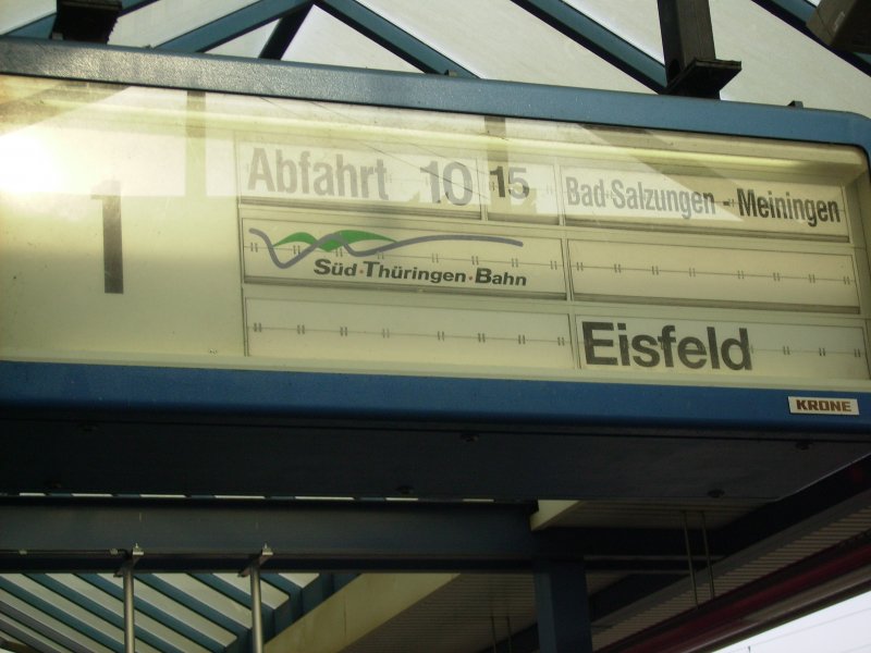 Gleis 1 Sd Thringen Bahn nach Eisfeld Abfahrt 10:15