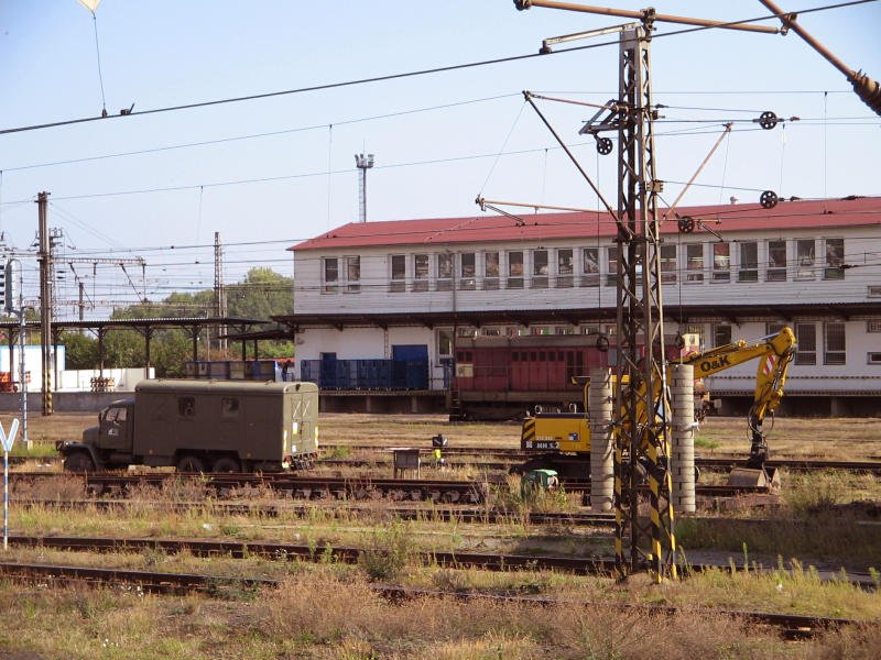 Gleisbauarbeiten am 14.09.07 in Chomutov. Einige Gleise wurden entfernt