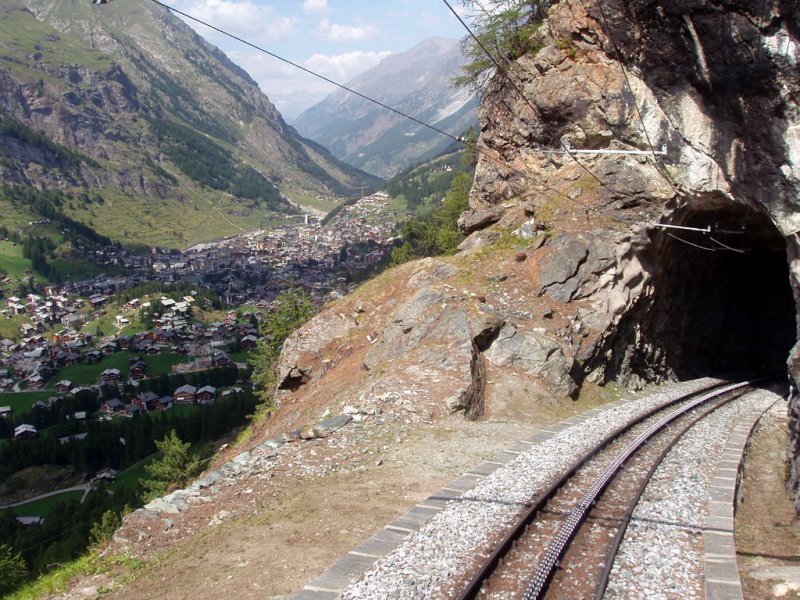 Gornergratbahn, Zermatt, Mattertal. Bei Findelbach. 06.08.07