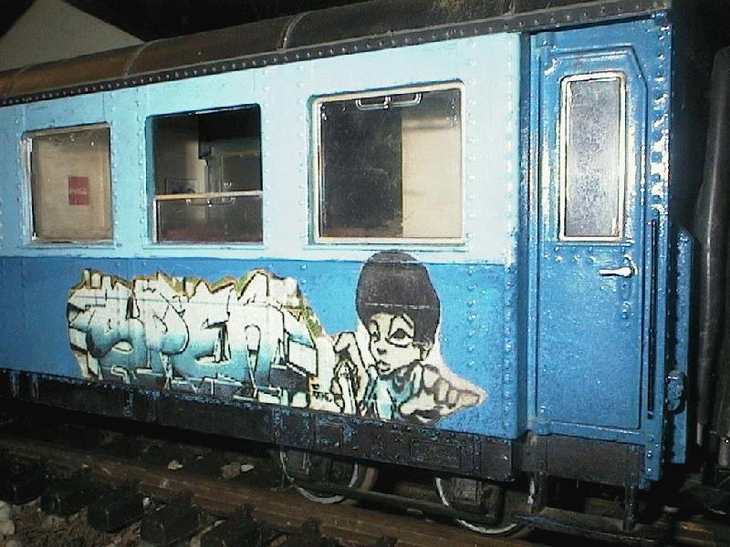 Grafitti auf ein LGB wagon.

