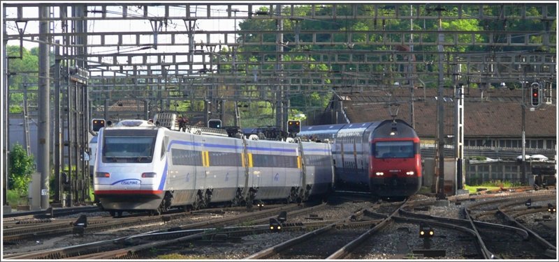 Grssenvergleich zwischen einem CIS und einer DS IC2000 Garnitur in Olten. (16.05.2009)
