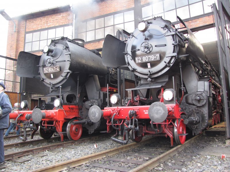 Gro�e Parade der Dampflokomotiven im Bw Dresden Altstadt am 21.03.09