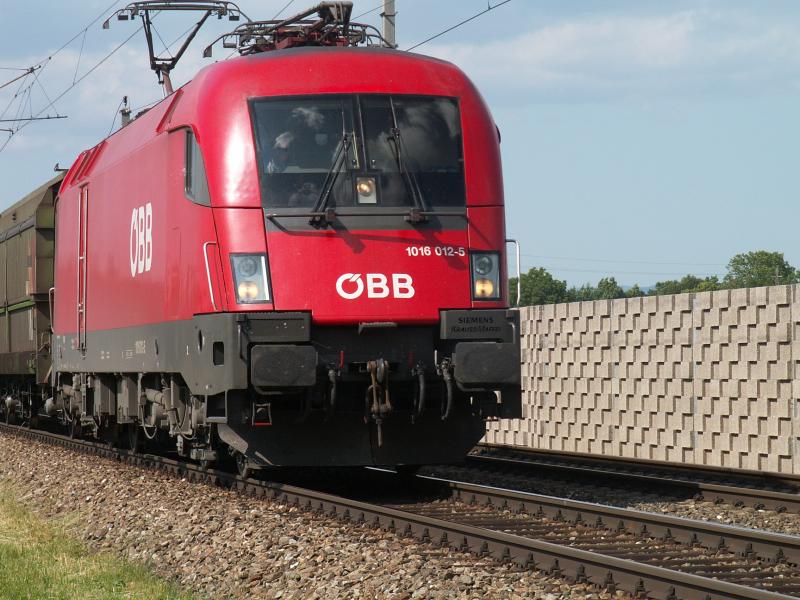 Gterzug 1016 012-5 von Linz kommend, Streckenteil Ansfelden-Nettingsdorf, Minolta Dimage Z3,18.6.2005