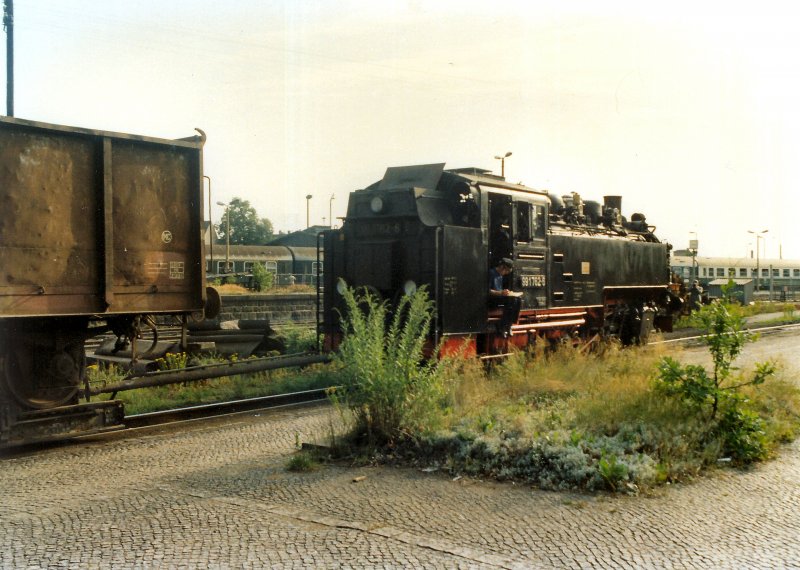 Gterzug in Zittau vor Abfahrt nach Zittau-Sd, Aufnahme um 1985 ORWO-Foto