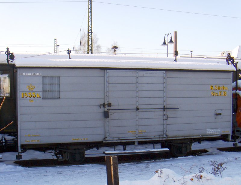 Gw 1855K Gedeckter Gterwagen der K.Schs.Sts.E.B. in Radebeul-Ost, am 10.01.2009