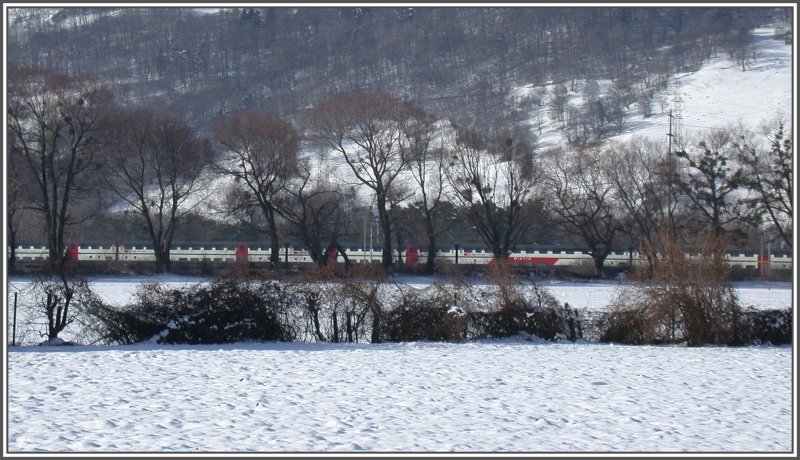 Htte er nicht noch rote Tren, wre der DS-IC 2000 vllig getarnt. Kurz vor Landquart. (29.01.2007)