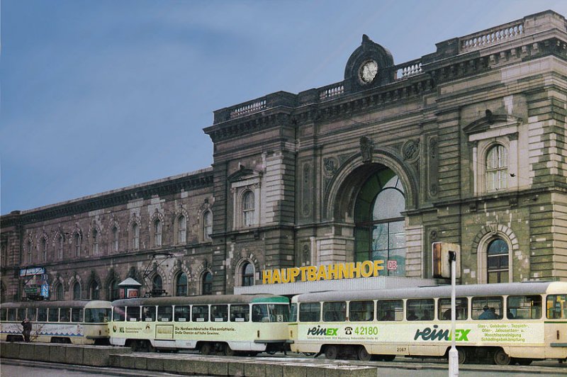Haltestelle am Hbf, der Magdeburger Straßenbahn. Aufn Bahnbilder.de