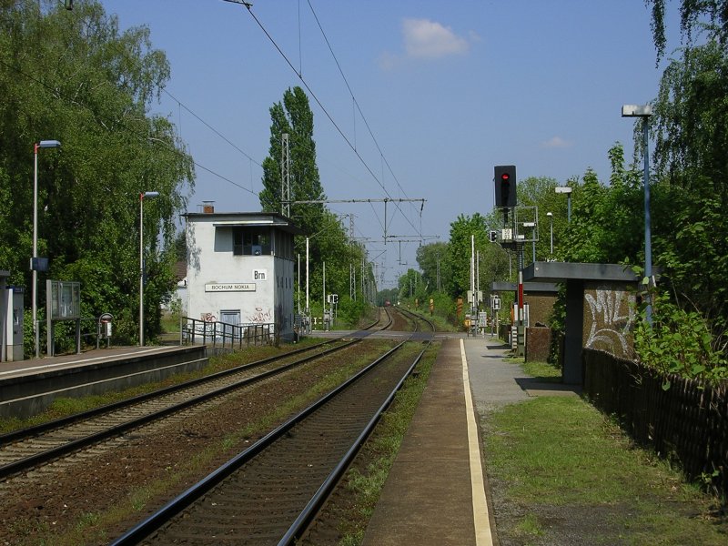 Haltestelle Bochum Nokia , frher brn - bahnhof-riemke-nord ,
spter Bahnhof Graetz,dann Nokia,am 30.06.2008 schliet Nokia 
fr immer die Tore , welchen Namen wird die Haltestelle dann erhalten?(07.05.2008)Blickrichtung nach Wanne Eickel