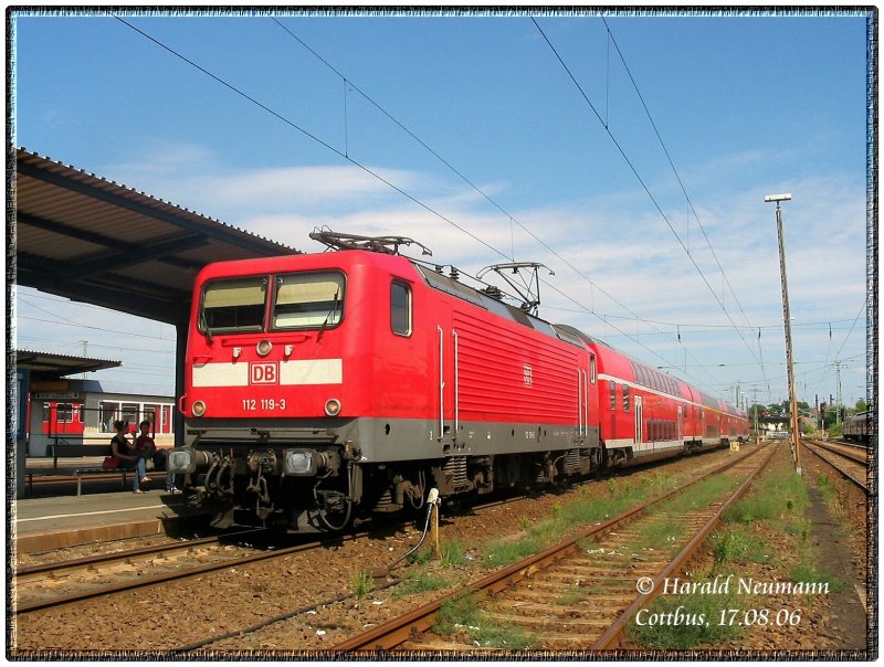 Heute startet 112 119 wie vor einigen Jahren auch mit RE2 (RE38174) von Cottbus aus nach Rathenow. 