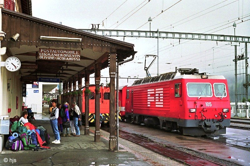HGe 4/4 II 105 in Disentis/Mustr (24. August 1993)