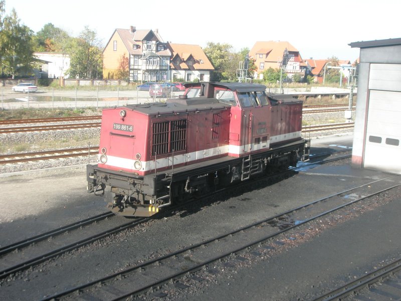 Hier 199 861-6 der HSB, abgestellt am 20.10.2009 im BW Wernigerode.