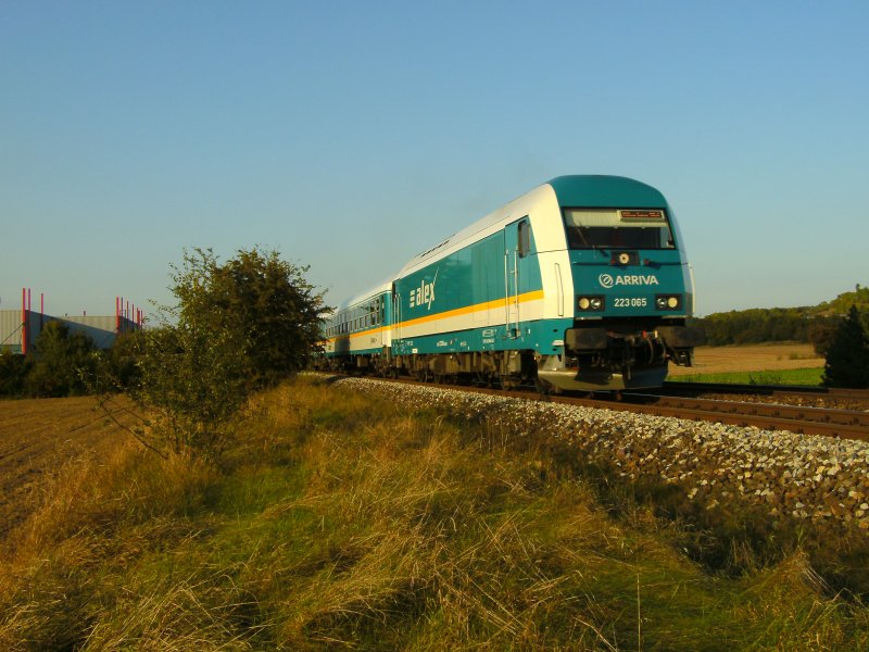 Hier 223 065 mit dem Alex von Schwandorf nach Mnchen. Letzter halt war vermutlicht Regensburg. 25.09.2009 Laub