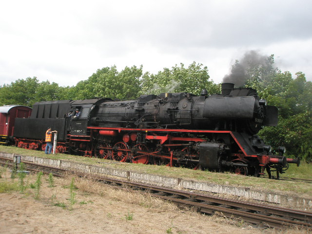 Hier 50 3682-7 mit einem Sonderzug nach Gstrow, dieser Zug stand am 27.6.2009 in Plau am See.