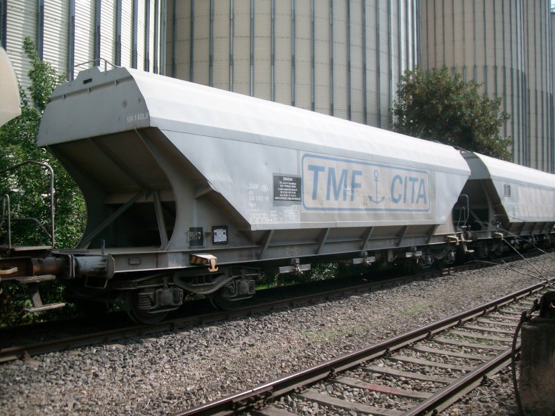 Hier ein franzsischer Getreidewagen am 28.8.09 in Bad Langensalza Ost.Sie werden in der Mhle der Firma Heyl ent- und beladen.