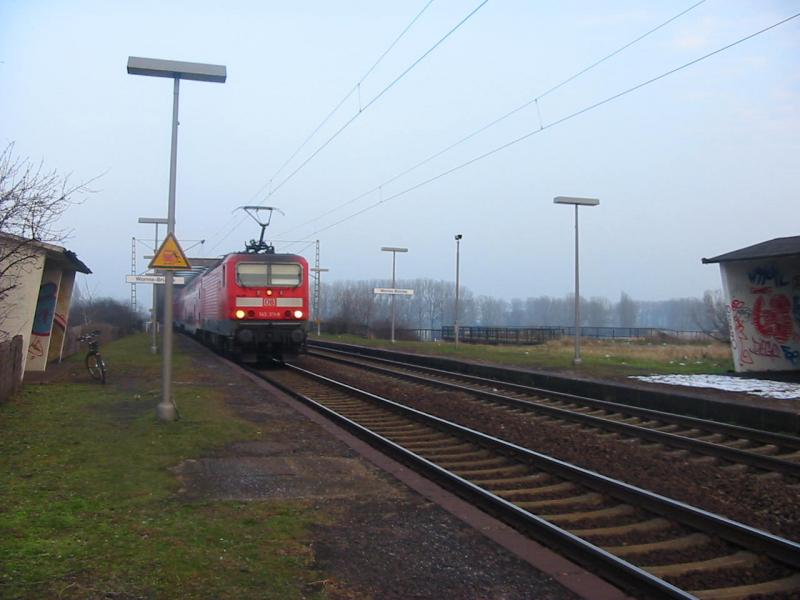 Hier sieht man die 143-311-9 die am 8.2.2005 einen Doppelstockzug von Biblis nach Worms zog. Hier ist sie gerade bei der Durchfahrt von Worms Brcke.