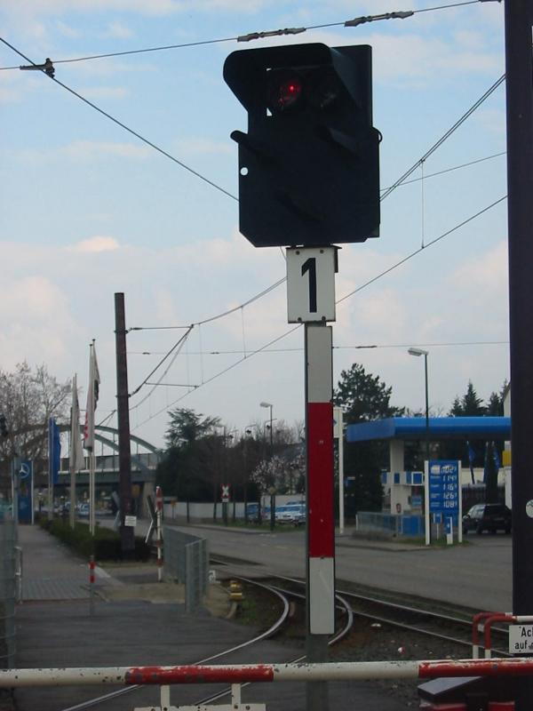 Hier sieht man ein Straenbahnsignal der Mannheimer Straenbahn.