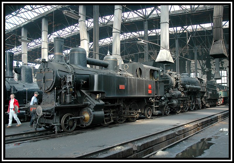 Hier wieder zwei betetriebsbereite Maschinen. Die ehemalige Wr. Stadtbahnlok 30.33 (BB 30/DRB 90.10) und eine der wohl schnsten Dampfloks, die in sterreich gebaut wurde, 310.23 (kkStB 310/BB 310/DRB 16)