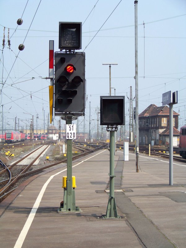 Hier zu sehen eine ganze Signal-Anzeige um Leipziger Hbf, welche gerade Hp0 anzeigt.