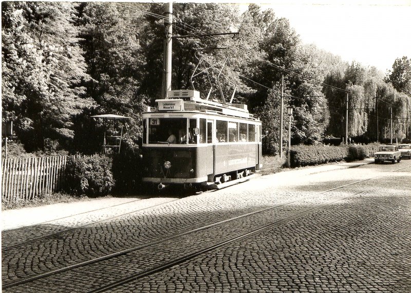 Hist. Strassenbahntriebwagen in Bad Schandau, Kirnitzschtalbahn um 1988