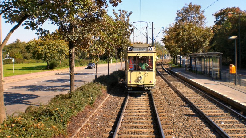 Hist. 
Strassenbahnzug unterwegs nach Falkenberg, Aufnahme 23.9.2007