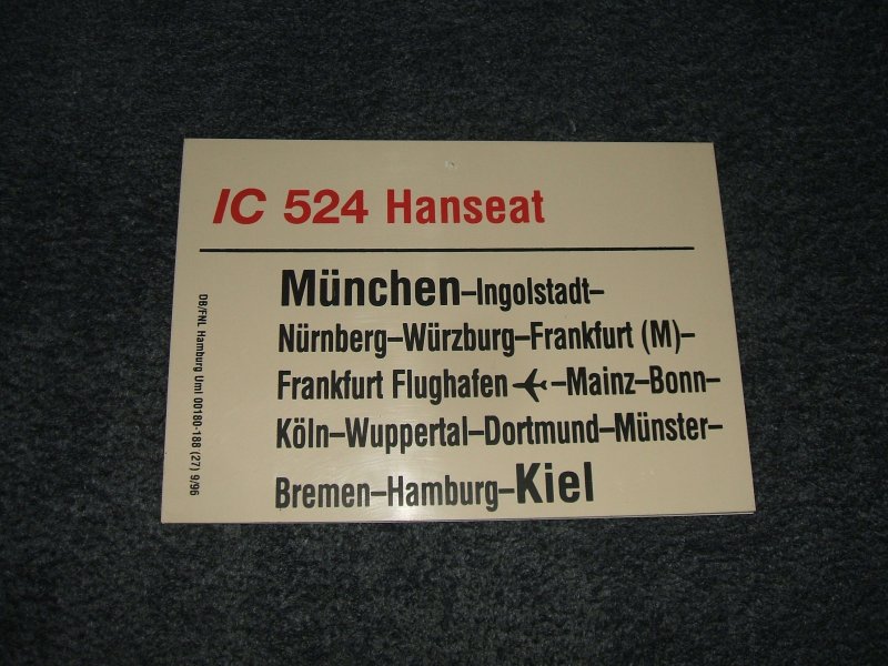 IC 524  Hanseat  M�nchen - Kiel