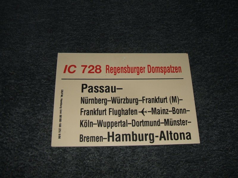 IC 728  Regensburger Domspatzen  von Passau nach HH Altona.