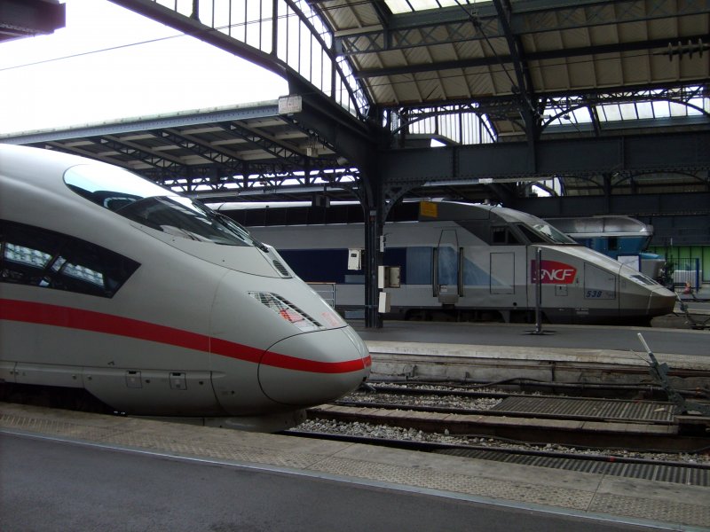 ICE 3M und TGV Resu im Pariser Ostbahnhof. 11.05.09