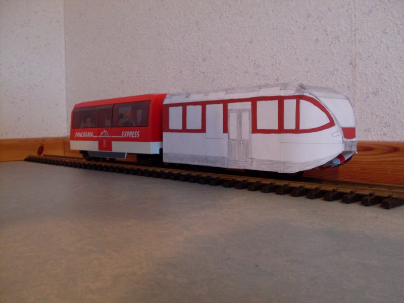 Ich habe einen Steuerwagen nach Vorbild des SPATZes ABe 130 und der ABt 941-943 der Zentralbahn gebaut.