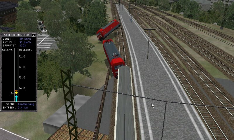 Ich wollte nur Rangieren, jedoch ist dies rausgekommen als ich mit nur 10 km/h gegen die andere Lok gestoen bin.