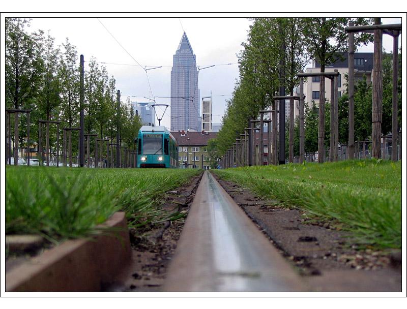 In der Flucht der Messeturm -

Straßenbahn-Impression aus Frankfurt II. An der Endhaltestelle Rebstockbad.

01.06.2006 (J)