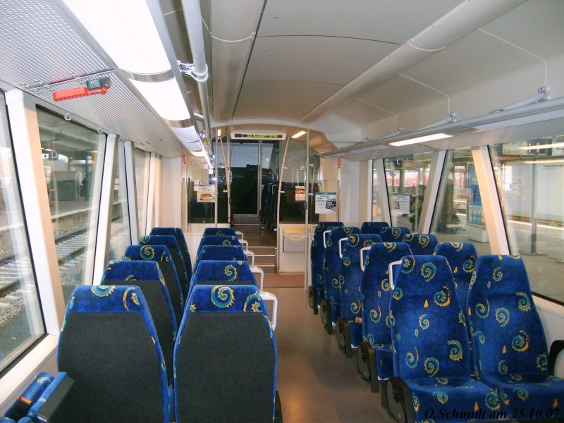 Innenraum von VT 650.80 der ODEG Ostdeutsche Eisenbahn GmbH am 25.10.07