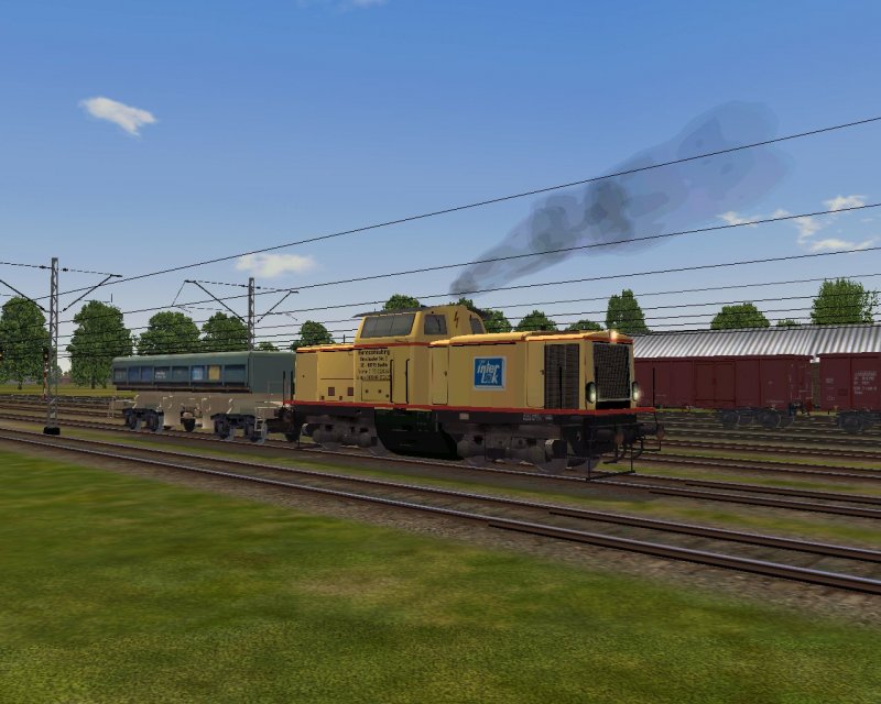 Interlok Probezug auf der E30 Potkarpartie. Lok ist ein Repaint, der Wagen eine Beta