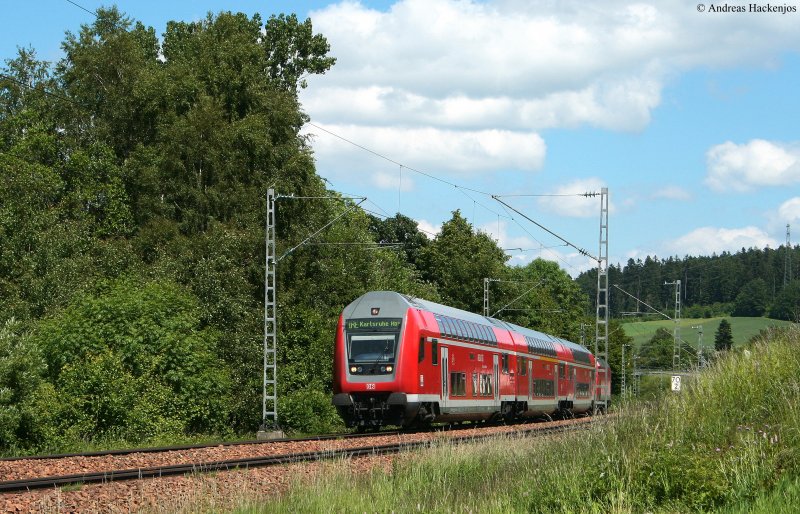 IRE 4714 (Konstanz-Karlsruhe Hbf) mit Schublok 146 237-3  Karlsruhe  am km 70,0 13.6.09