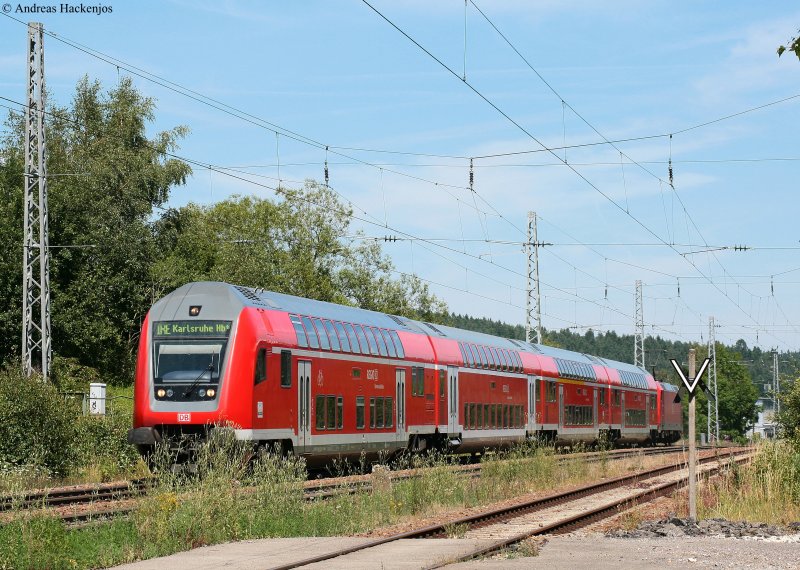 IRE 4714 (Konstanz-Karlsruhe Hbf) mit Schublok 146 232-4 bei der Einfahrt St.Georgen(Schwarzw) 29.7.09