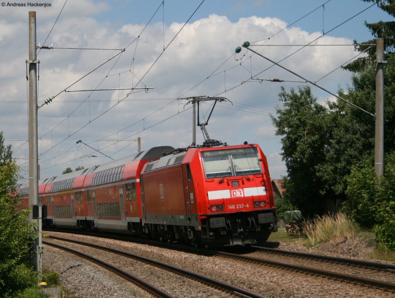 IRE 5190 mit Schublok 146 232-4 am B Pfohren 29.6.08