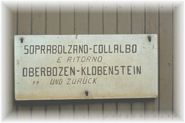 Italien/Sdtirol,Wagenlaufschild der Rittnerbahn