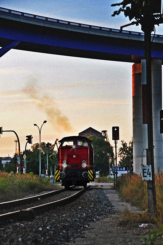 Job erledigt, Lok 06 der PBSV kehrt zurck in den Stralsunder Hafen,06.08.09