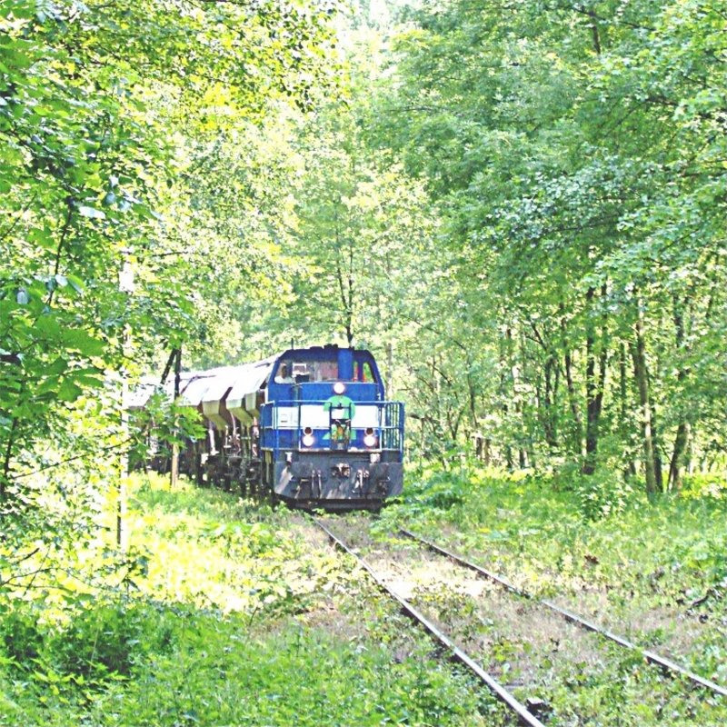 Kalkzug 61552 mit Niaglok 2 auf der Strecke Flandersbach - Tiefenbroich am 08.06.2007