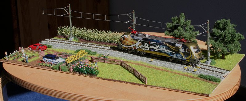 Kleines Modell-Diorama. Abmessungen ca. 25*50 cm. bersichtsbild.