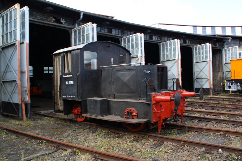 K� 0289 am 12.09.09 im ehemaligen BW Falkenberg oberer Bahnhof. Die Loksammlung Falz ist nur an wenigen Wochenenden im Jahr zug�nglich, hier soll aber in naher Zukunft ein Eisenbahnmuseum entstehen.