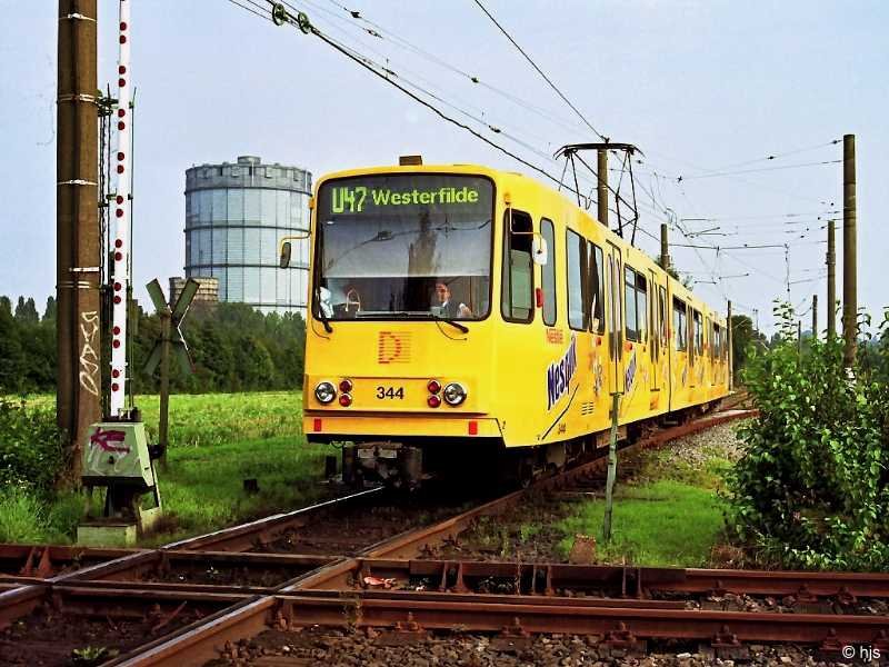 Kreuzung zwischen Stadtbahn und DB-Strecke im Dortmunder Norden (29. August 2002)