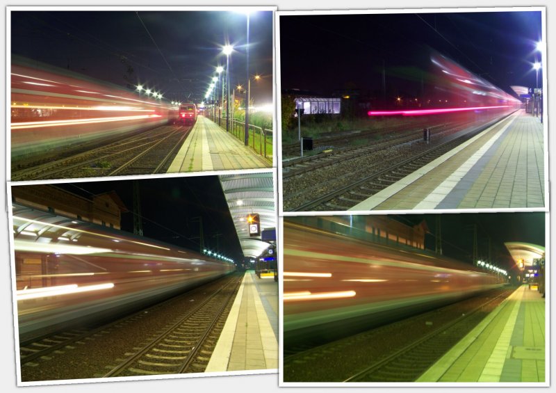 Langzeitbelichtung bei verschiedenen Situationen im Bahnhof L�bbenau/Spreewald. 11.10.2008