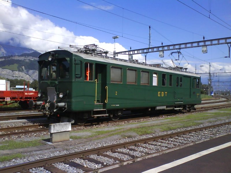 Leerfahrt in Sargans . Hier der BDe 2/4 240 der EBT beim ausruhen in Sargans. 04.07.08 Der Zug fhrte einen Extrazug von Dietikon ZH nach Buchs/SG.