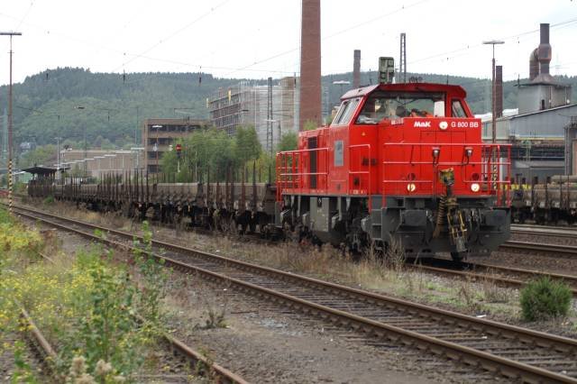 Leihlok G800BB der Firma Vossloh in Siegen-Geisweid wurde von der Siegener Kreisbahn gefahren am 02.10.2006