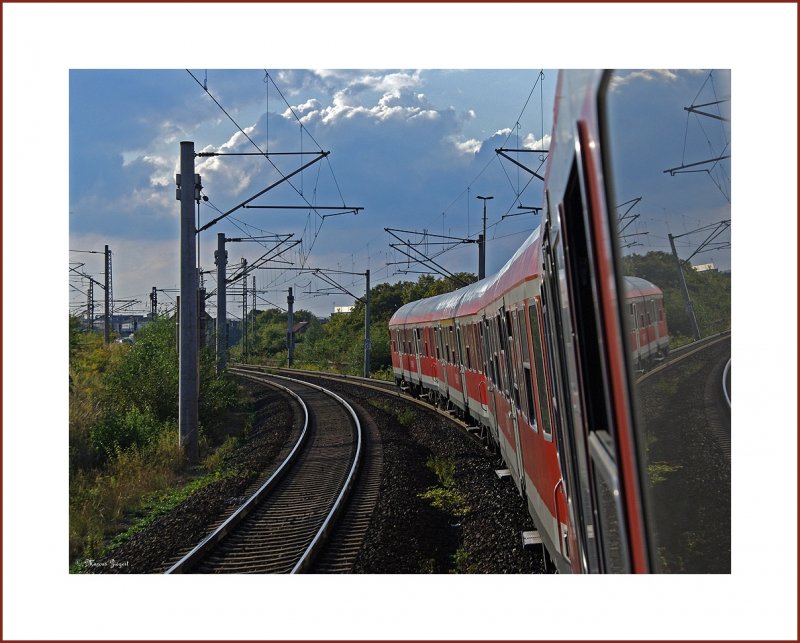 Letzte Kurve vor Nordhausen | Mal eine andere Perspektive aus dem Zug heraus, RE 26816 nach Kassel Wilhelmshhe | 28.08.2009
