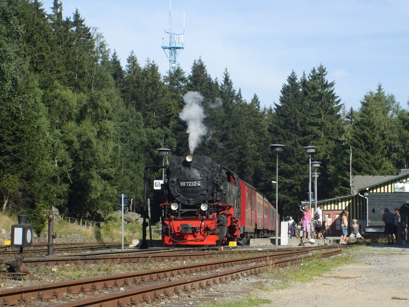 Letzter Zug zum Brocken im Bahnhof Schierke am 6.7.2007