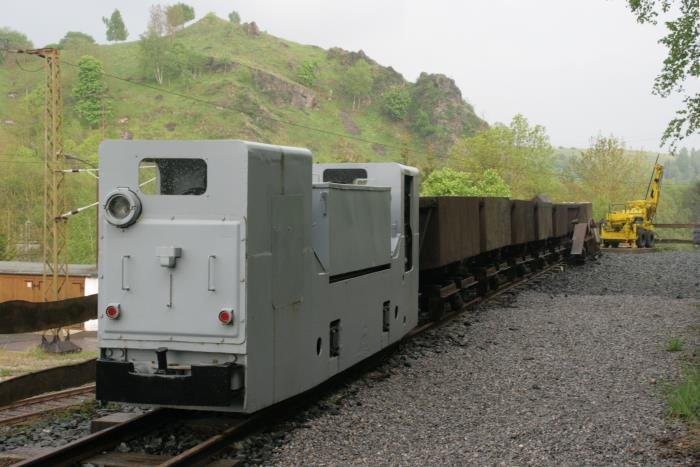 LEW EL 8 der Schwefelkiesgrube  Einheit  in Elbingerode. Die Lokomotiven von diesem Typ in Kombination mit den selbstentladenen Grambywagen wurde ausschlie�lich auf der 2. Sohle eingesetzt.