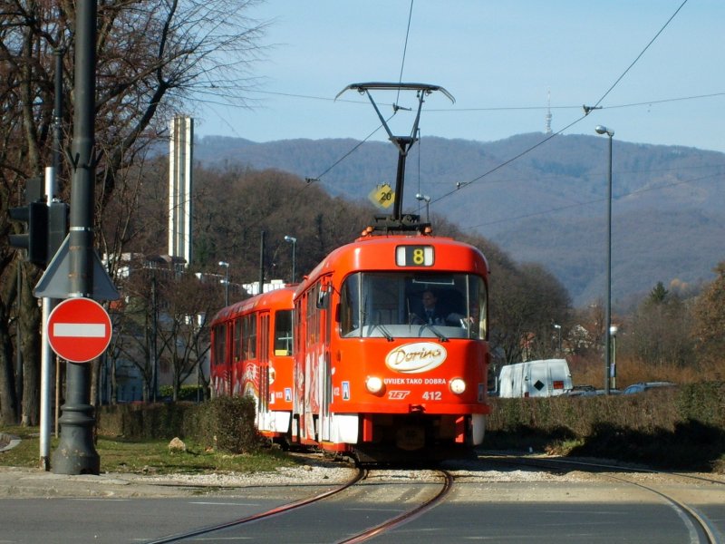 Linie 8 zwischen der Haltestellen Radićevo etalite und Gupčeva zvijezda.