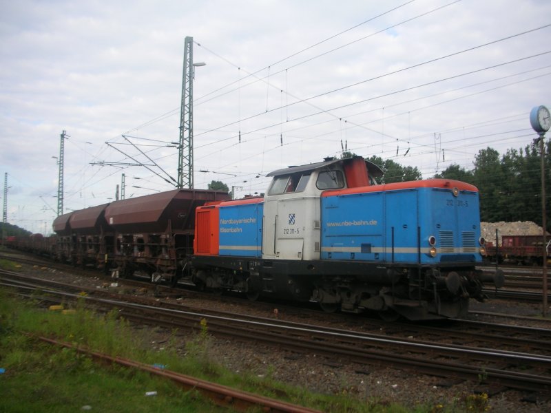 Lok 212-311-5 der Nordbayrischen Eisenbahn bei Rangierarbeiten im Gterbahnhof Bielefeld-Brackwede am 29.08.2007