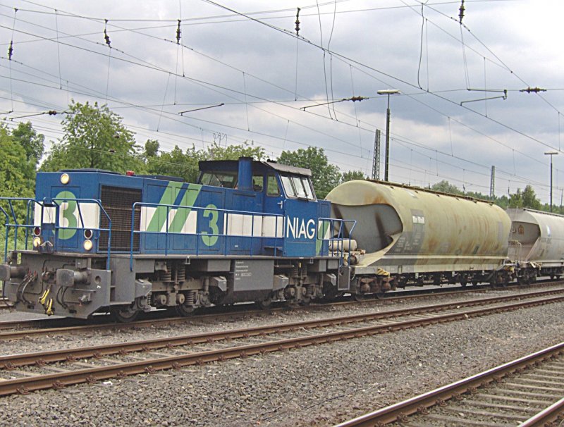 Lok 3 der Niag - eine G1205 - mit Zug 93876 im Bf. Rheinkamp